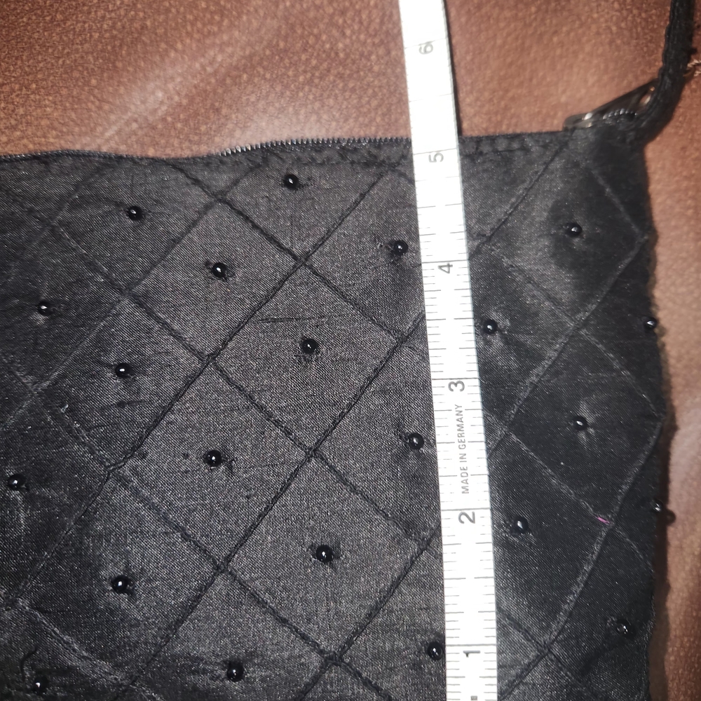 Atenti Chic Black Satin,Quilted‎ And Beaded Bag - Picture 6 of 6